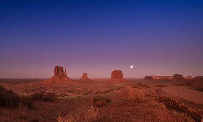Monument Valley region of the Colorado Plateau with vast sandstone buttes on the Arizona–Utah border, in a Navajo Nation Reservation. USA