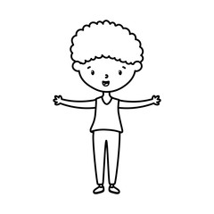 little boy infant cartoon character line style