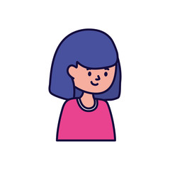 young woman cartoon character white background