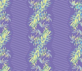 Seamless ivy pattern. Vector yellow flowers background.Floral print for textile fabric.Diagonal lines