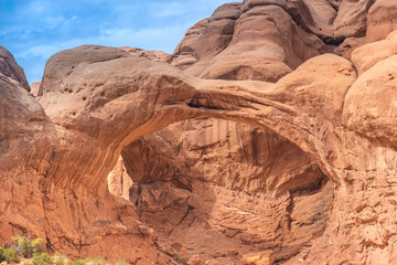 Double arches, Arches National Park, adjacent to the Colorado River, Moab, Utah, USA