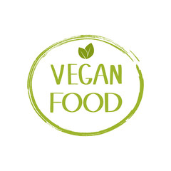 Vegan food labels. Vegetarian natural, organic, fresh, food sticker. Vector graphic design
