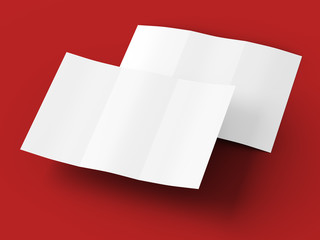Brochure in A4 format folded to three - mockup. 3d illustration