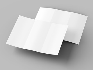 Brochure in A4 format folded to three - mockup. 3d illustration