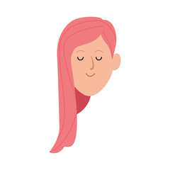 cute woman face icon, flat design