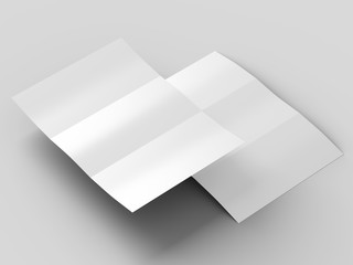 Brochure in A4 format folded to three - mockup. 3d illustration