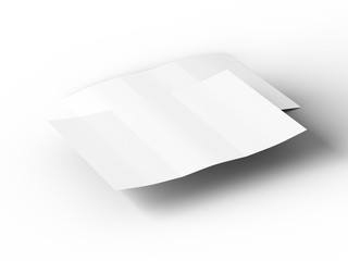 Brochure in A4 format folded to three - mockup. 3d illustration