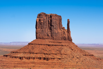 Monument Valley region of the Colorado Plateau with vast sandstone buttes on the Arizona&ndash;Utah border, in a Navajo Nation Reservation. USA
