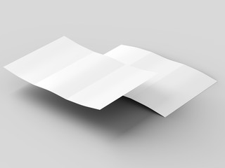 Brochure in A4 format folded to three - mockup. 3d illustration