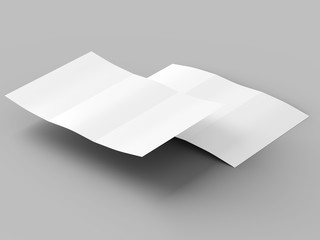 Brochure in A4 format folded to three - mockup. 3d illustration