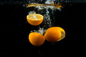 fresh lemon in the water