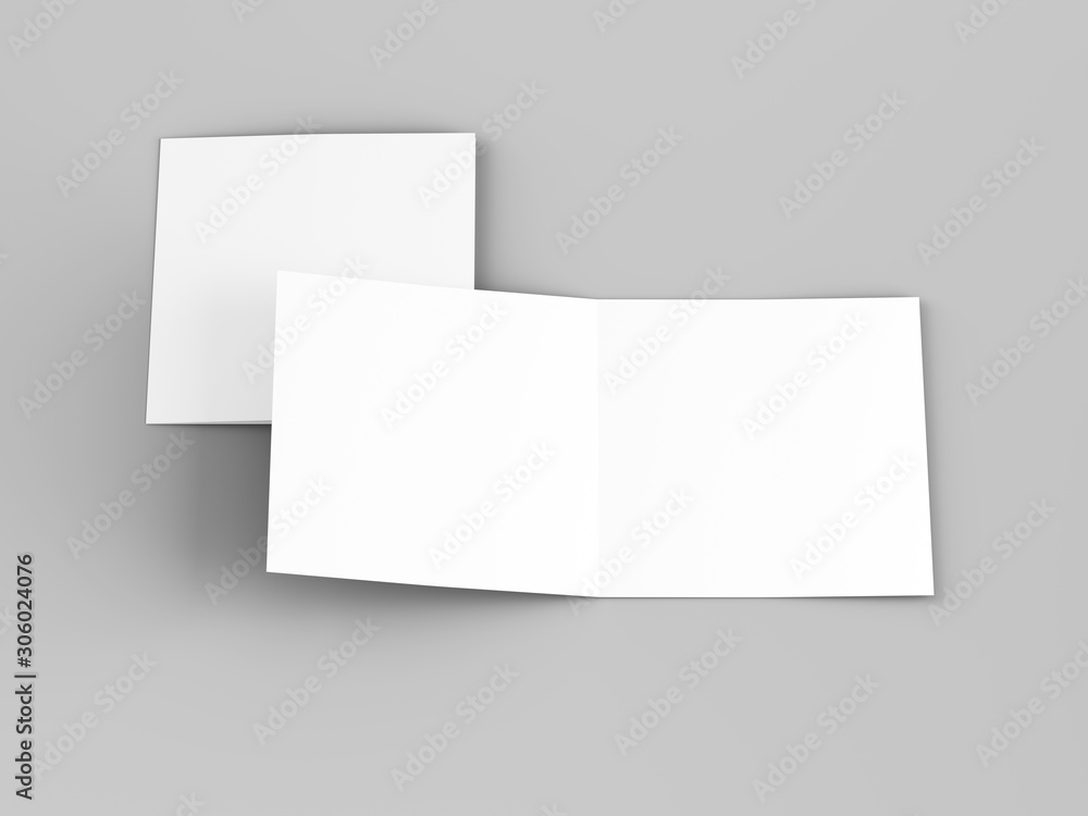 Wall mural brochure in square format folded to two - mockup. 3d illustration