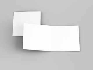 Brochure in square format folded to two - mockup. 3d illustration