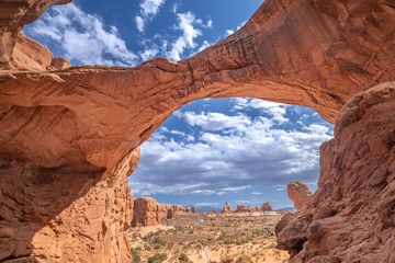 Double arches, Arches National Park, adjacent to the Colorado River, Moab, Utah, USA