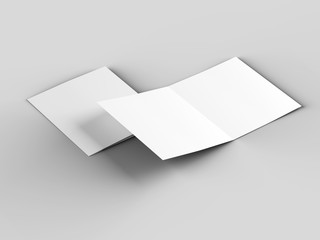 Brochure in square format folded to two - mockup. 3d illustration