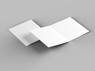 Brochure in square format folded to two - mockup. 3d illustration