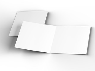 Brochure in square format folded to two - mockup. 3d illustration