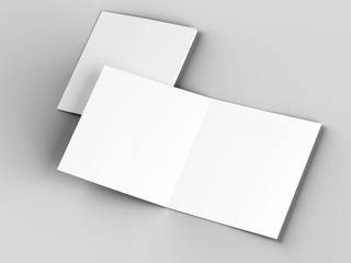Brochure in square format folded to two - mockup. 3d illustration