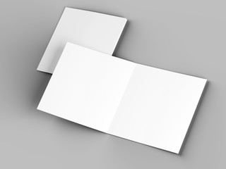 Brochure in square format folded to two - mockup. 3d illustration