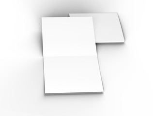 Brochure in square format folded to two - mockup. 3d illustration