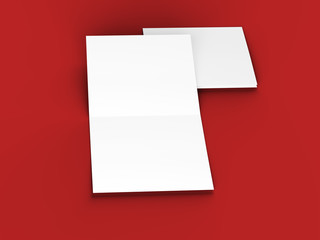 Brochure in square format folded to two - mockup. 3d illustration