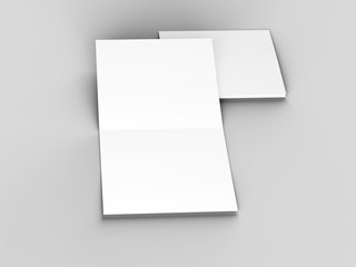 Brochure in square format folded to two - mockup. 3d illustration