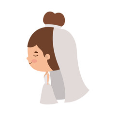 Bride cartoon with wedding dress vector design