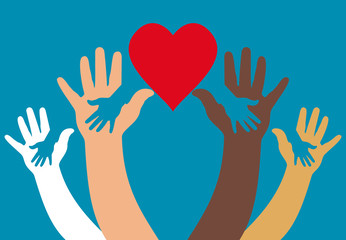Vector cover two hands, help and solidarity