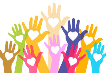 Vector cover two hands, help and solidarity