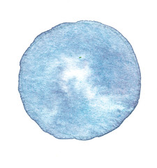 close up of a pastel blue watercolor stain on a white background