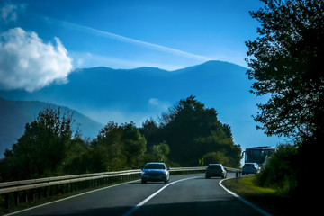 Road with traffic and landscape