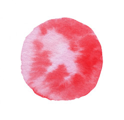 close up of a pink and red watercolor stain on a white background