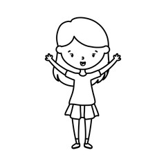 happy little girl cartoon character line style