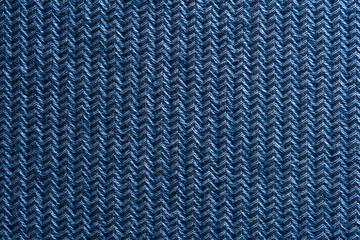 Blue Garment Fabric Texture. Close Up Fabric Background