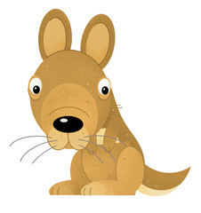 cartoon scene with happy and funny kangaroo on white background - illustration for children