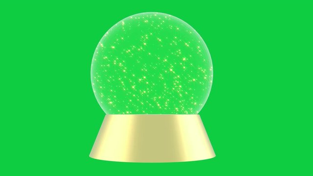 Christmas ball golden snow globe on green screen background 4K 3D
