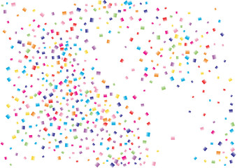 Festive color square confetti background. Abstract frame confetti texture for holiday, postcard, poster, website, carnival, birthday, children's parties. Cover confetti mock-up. Wedding card layout