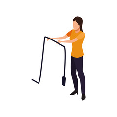 Fototapeta premium avatar woman holding a cord icon, colorful design