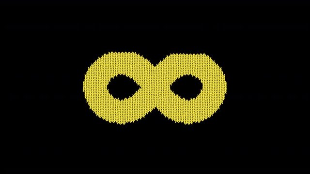Symbol infinity is knitted from a woolen thread. Knit like a sweater