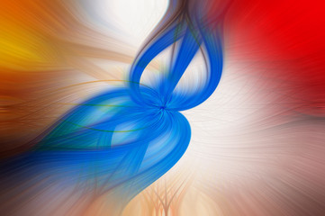 Twisted and curved lines with blue details, abstract multicolored background
