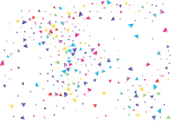Festive color triangle confetti background. Abstract frame confetti texture for holiday, postcard, poster, website, carnival, birthday, children's parties. Cover confetti mock-up. Wedding card layout