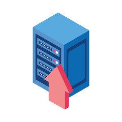 upload arrow and data server center icon