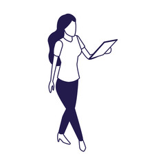 avatar woman using a tablet icon