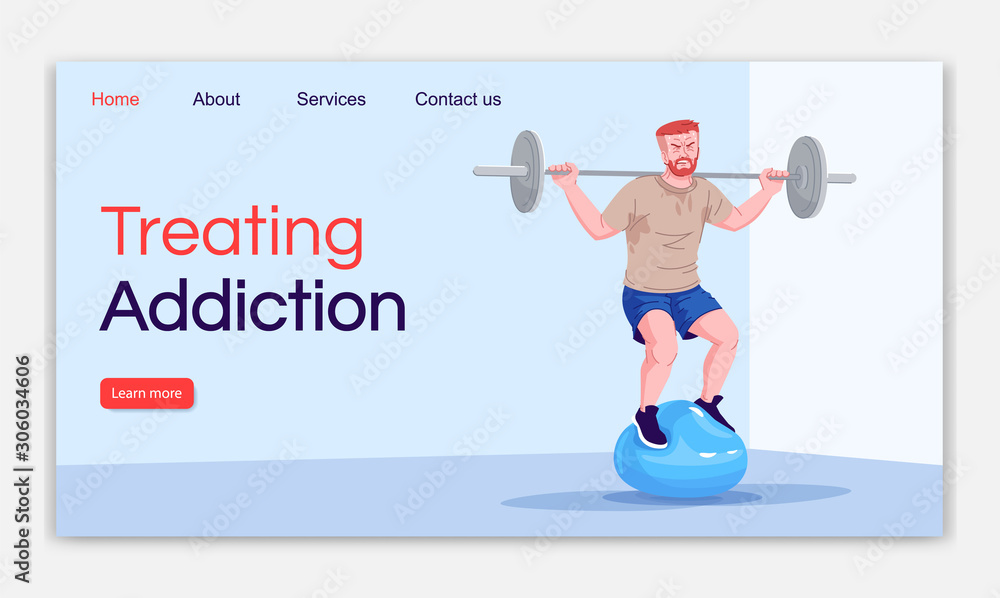Poster treating addiction landing page vector template. psychological help website interface idea with flat