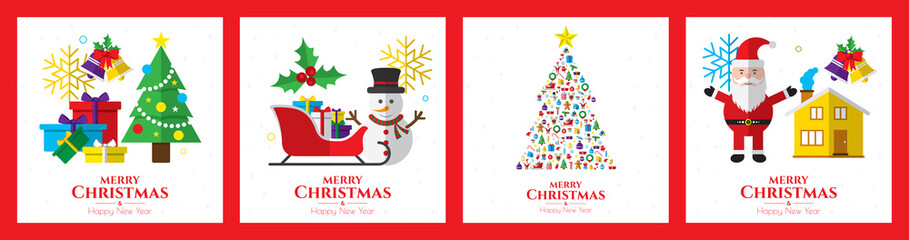 Santa claus, christmas tree and christmas elements