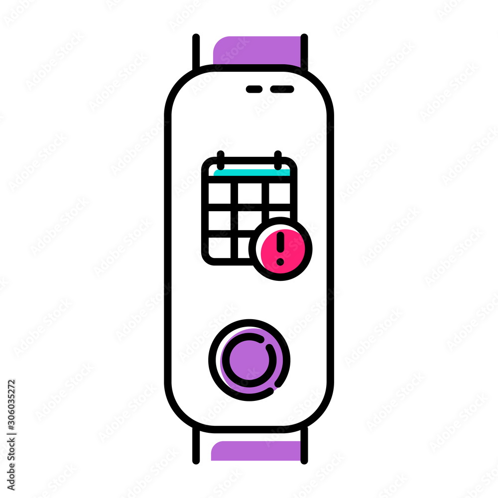 Aufkleber fitness tracker with calendar notifications option color icon. wellness device with digital events p