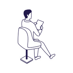 avatar man sitting on a chair icon, flat design