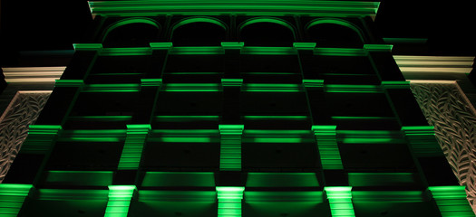 green light on the summer night's building