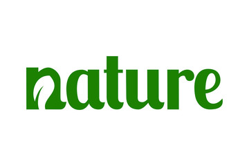 typography of nature with leaf sign on letter n ready to use