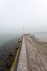 Fototapeta na wymiar Foggy morning at lake Balaton
